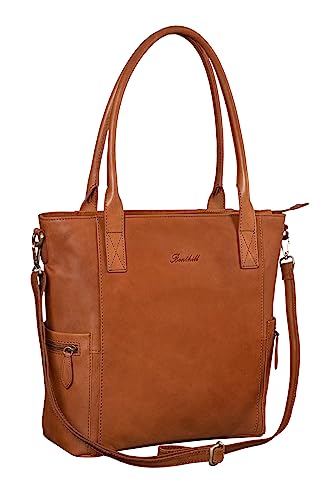 Benthill Damen Shopper Leder - Umhängetasche aus echtem Rindsleder - Handtasche mit Reißverschluss - Schultertasche/Vintage Tasche, Farbe:Braun von Benthill