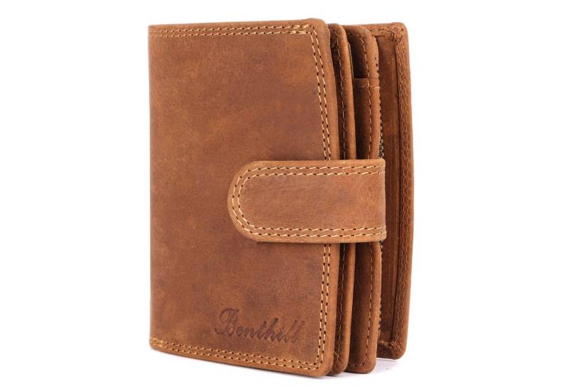 Benthill Geldbörse Damen Echt-Leder Geldbeutel RFID Portemonnaie Frauen Portmonee Leder, RFID-Schutz Kartenfächer Münzfach Reißverschlussfach von Benthill