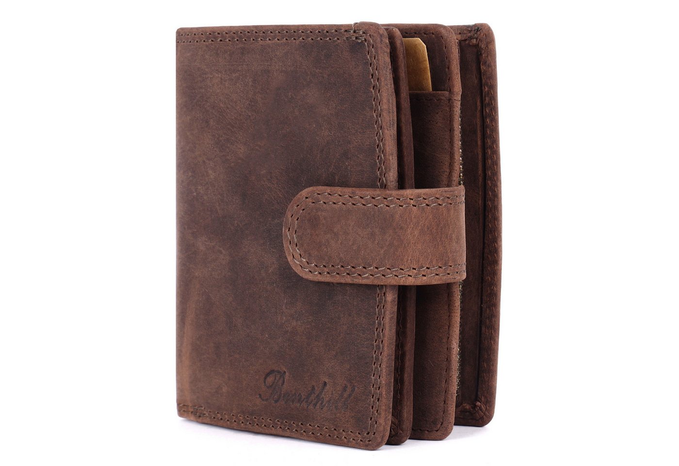 Benthill Geldbörse Damen Echt-Leder Geldbeutel RFID Portemonnaie Frauen Portmonee Leder, RFID-Schutz Kartenfächer Münzfach Reißverschlussfach von Benthill