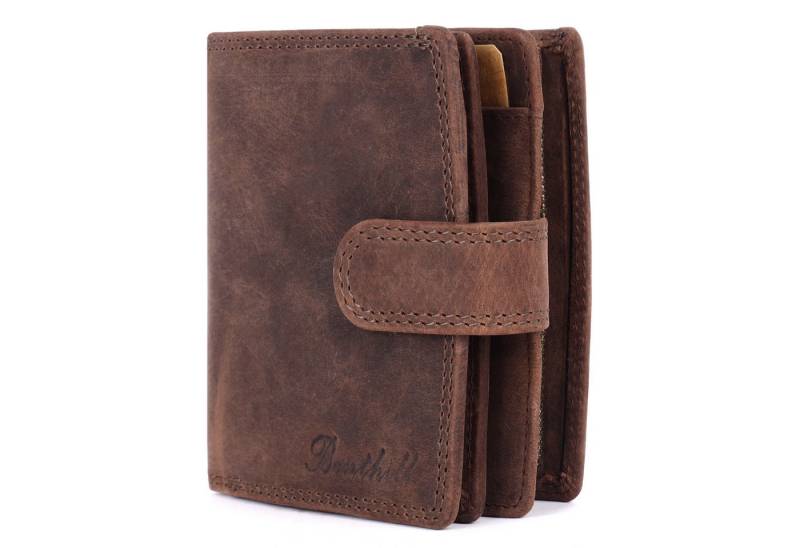 Benthill Geldbörse Damen Echt-Leder Geldbeutel RFID Portemonnaie Frauen Portmonee Leder, RFID-Schutz Kartenfächer Münzfach Reißverschlussfach von Benthill