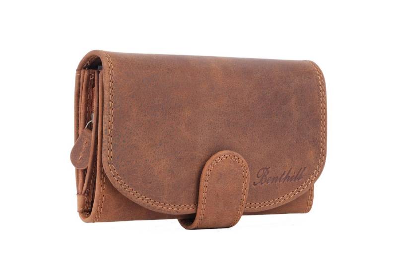 Benthill Geldbörse Damen Echt Leder Portemonnaie RFID Portmonee Vintage viel Kartenfächer, RFID-Schutz Kartenfächer Münzfach Reißverschlussfach von Benthill