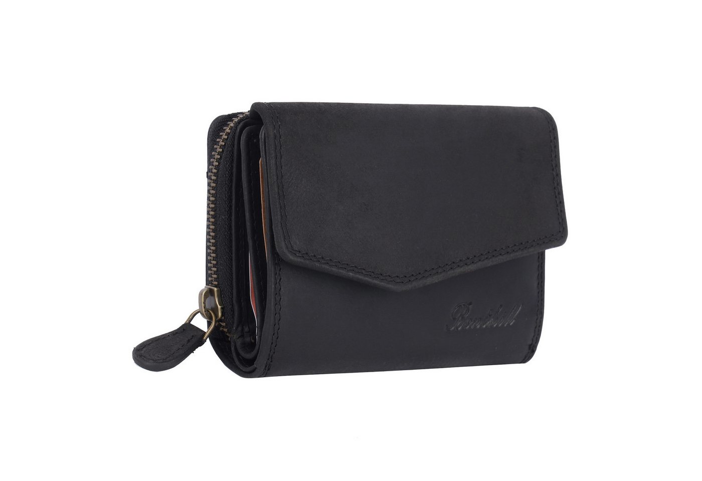 Benthill Geldbörse Damen Echt-Leder Portemonnaie RFID Portmonee viel Kartenfächer Vintage, RFID-Schutz Kartenfächer Münzfach Reißverschlussfach von Benthill