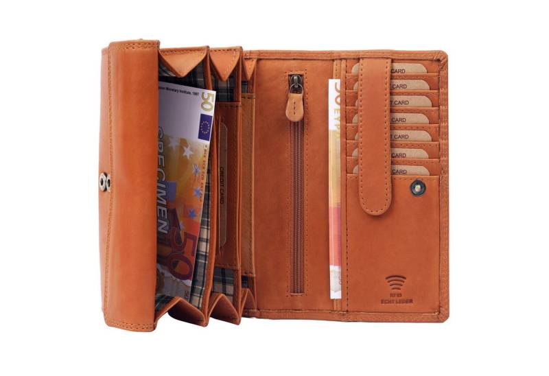 Benthill Geldbörse Damen Echt Leder XL RFID Portemonnaie Portmonee viele Kartenfächer, RFID-Schutz Kartenfächer Münzfach Reißverschlussfach von Benthill
