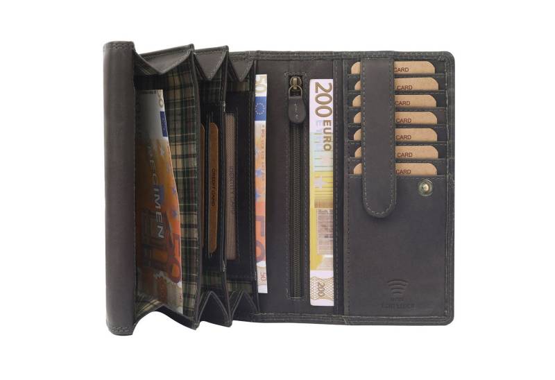 Benthill Geldbörse Damen Echt Leder XL RFID Portemonnaie Portmonee viele Kartenfächer, RFID-Schutz Kartenfächer Münzfach Reißverschlussfach von Benthill