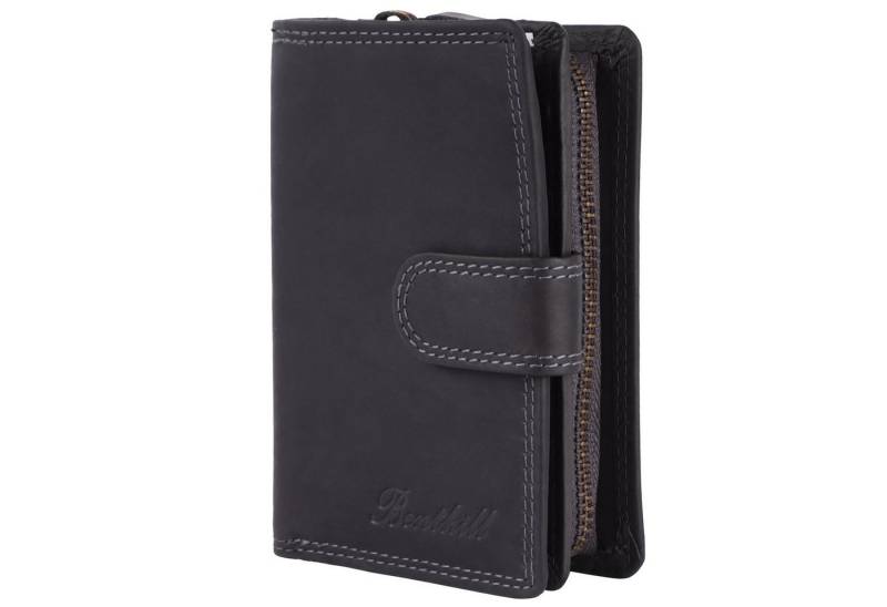 Benthill Geldbörse Damen Echt Leder RFID Portemonnaie Vintage Mittelgroß Portmonee, RFID-Schutz Kartenfächer Münzfach Reißverschlussfach von Benthill