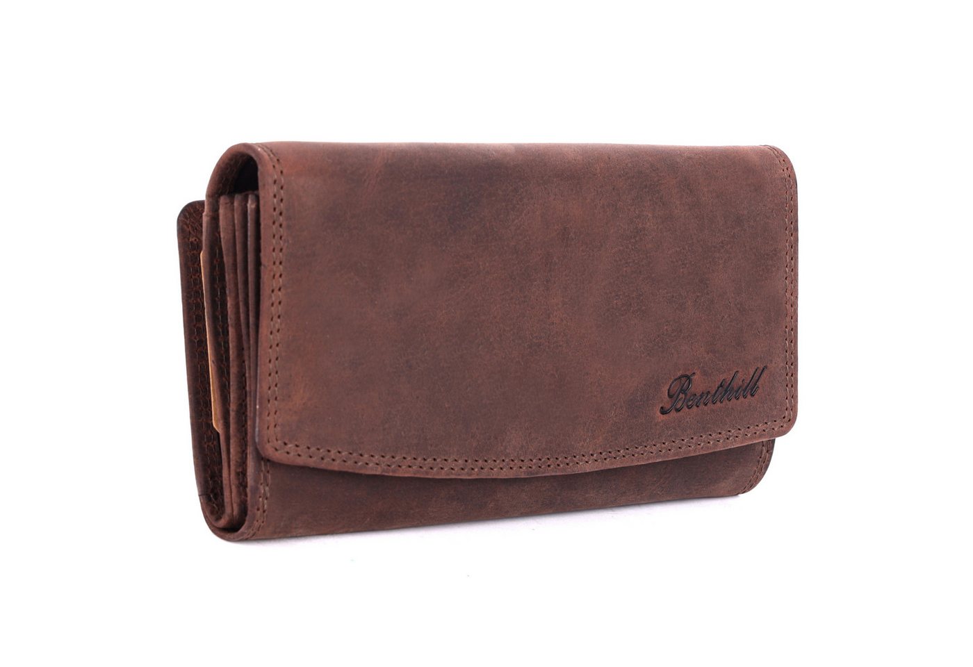 Benthill Geldbörse Damen Groß Echt-Leder RFID vielen Kartenfächer XXL Portemonnaie Gross, RFID-Schutz Kartenfächer Münzfach Reißverschlussfach von Benthill