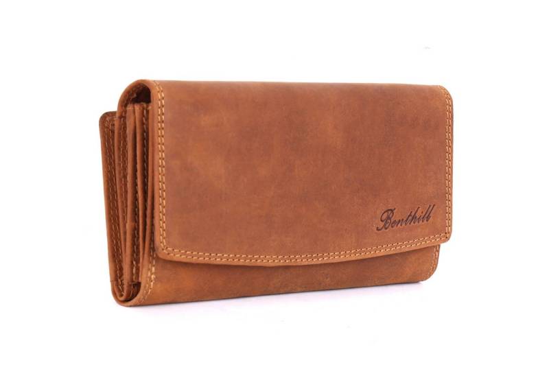 Benthill Geldbörse Damen Groß Echt-Leder RFID vielen Kartenfächer XXL Portemonnaie Gross, RFID-Schutz Kartenfächer Münzfach Reißverschlussfach von Benthill