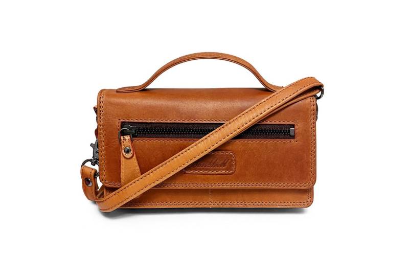 Benthill Geldbörse Echt Leder Reisebrieftasche Umhängetasche Klein Travel Schultertasche, RFID-Schutz Münzfach Kartenfächer Handy-Fach Umhängegurt von Benthill