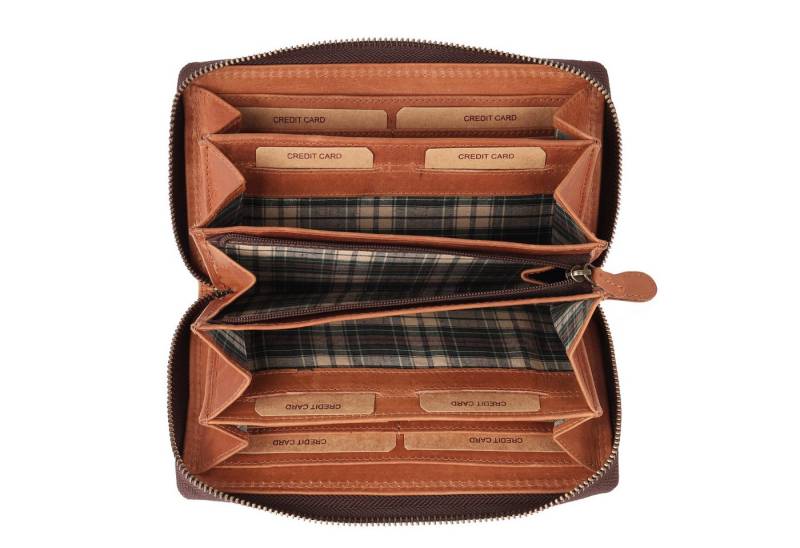 Benthill Geldbörse Groß Echt Leder XL Portemonnaie RFID viele Kartenfächer Reißverschluss, RFID-Schutz Kartenfächer Münzfach Reißverschlussfach von Benthill