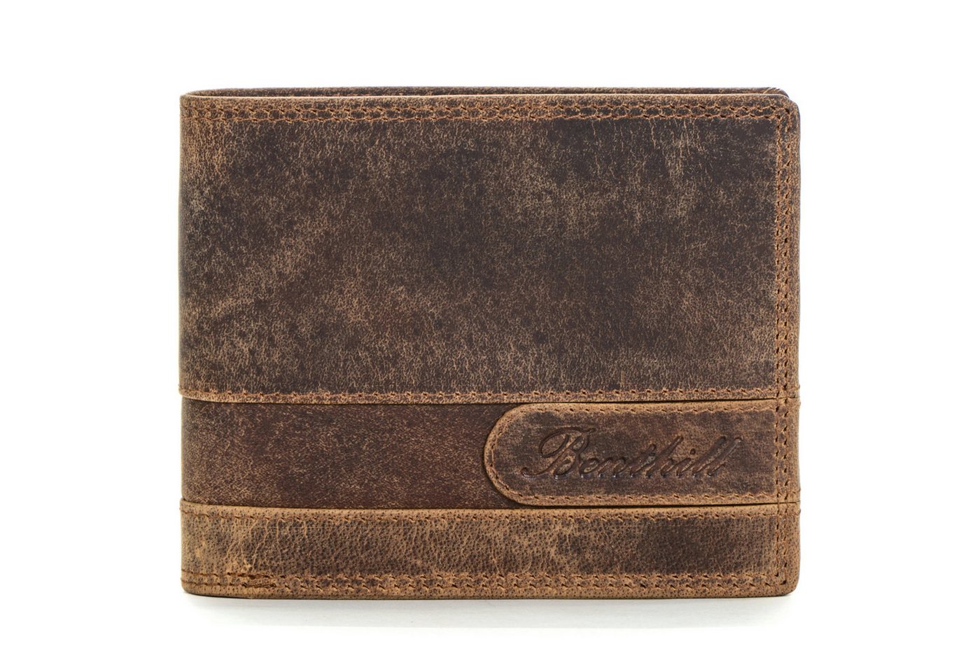 Benthill Geldbörse Herren Echt-Leder Geldbeutel RFID Großes Portemonnaie Männer Vintage, RFID-Schutz Kartenfächer Münzfach von Benthill