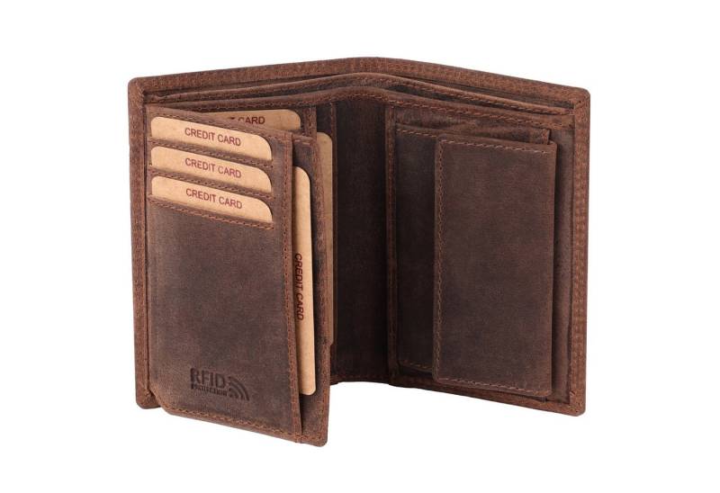 Benthill Geldbörse Herren Echt Leder Geldbeutel RFID Männer Portemonnaie Slim Portmonee, RFID-Schutz Kartenfächer Münzfach von Benthill