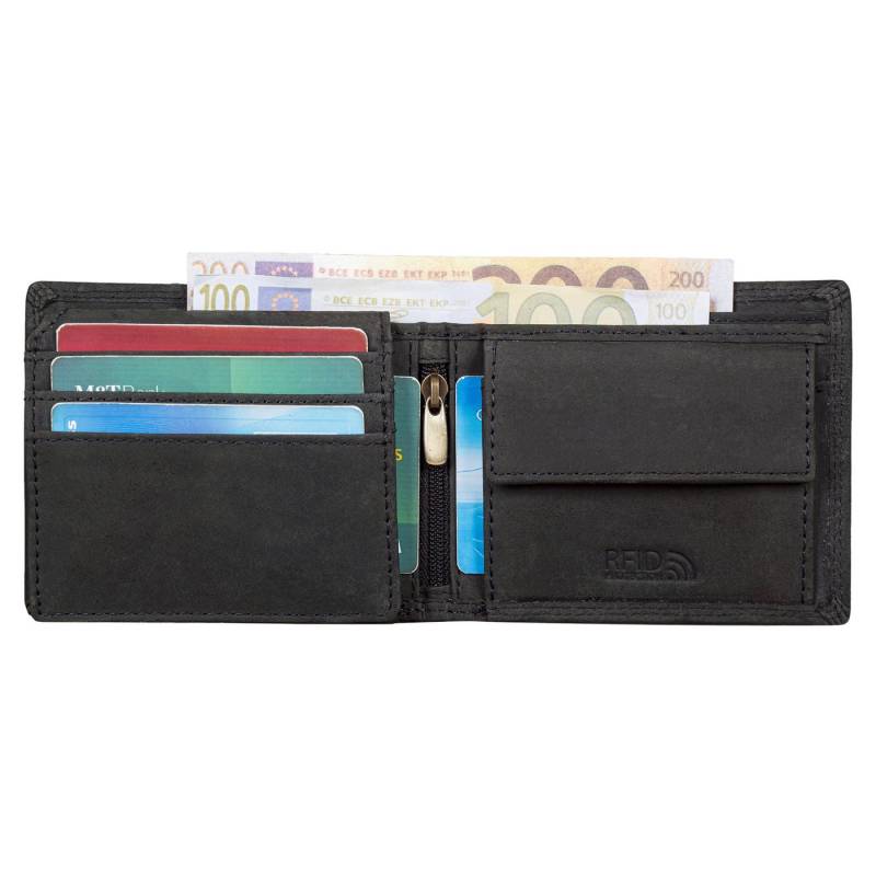 Benthill Geldbörse Herren Echtleder RFID Portemonnaie Slim Gelbeutel Vintage Leder, RFID-Schutz Kartenfächer Münzfach von Benthill