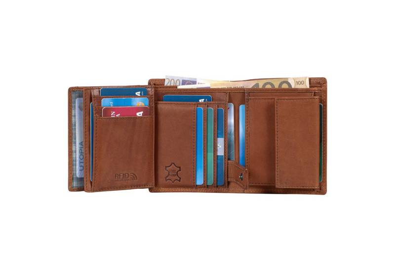 Benthill Geldbörse Herren Echt Leder Portemonnaie RFID Männer Geldbeutel Groß, RFID-Schutz Kartenfächer Münzfach von Benthill