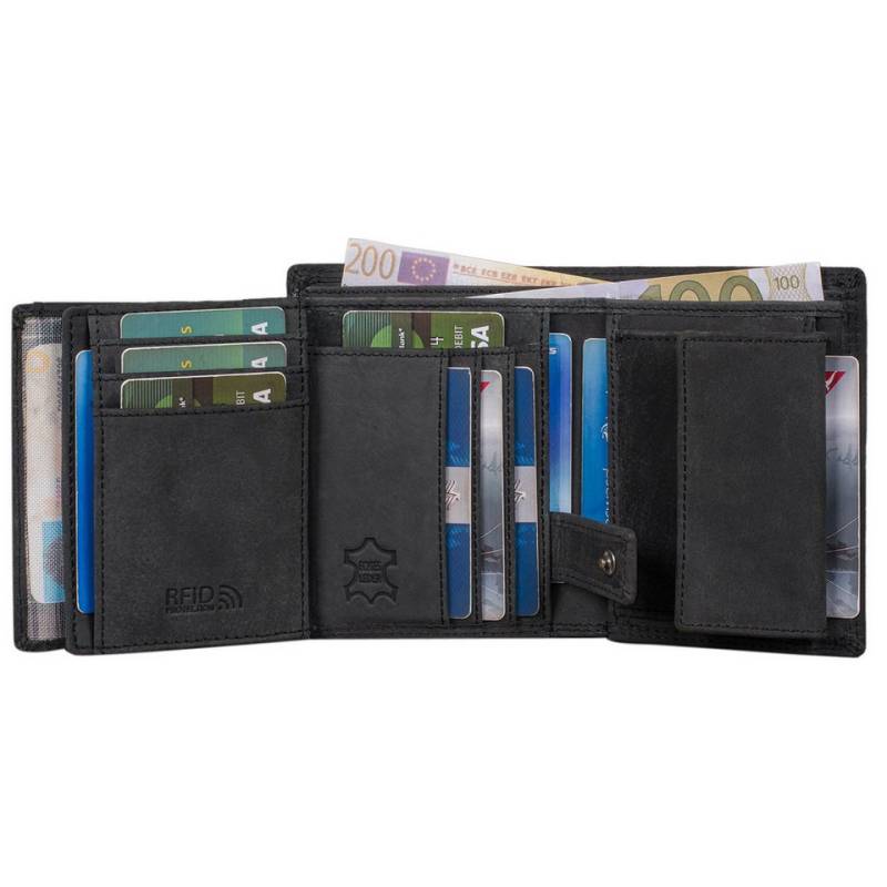 Benthill Geldbörse Herren Echt Leder Portemonnaie RFID Männer Geldbeutel Groß, RFID-Schutz Kartenfächer Münzfach von Benthill