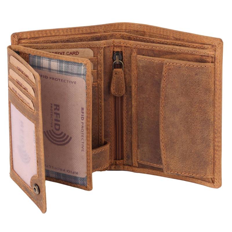 Benthill Geldbörse Herren Echt Leder Portemonnaie RFID Männer Geldbeutel Vintage Slim, RFID-Schutz Kartenfächer Münzfach von Benthill