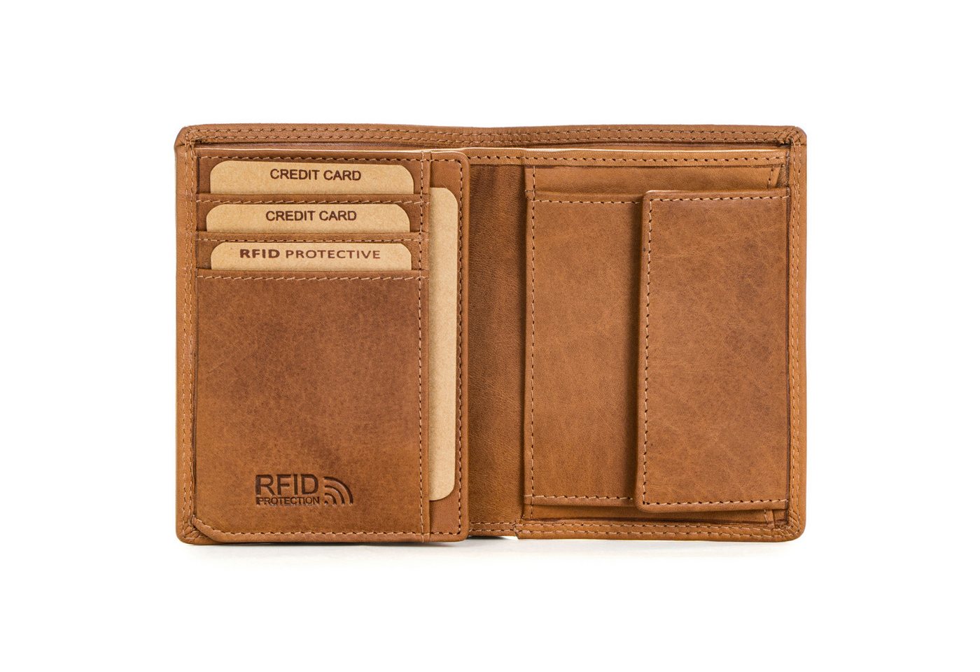 Benthill Geldbörse Herren Echt Leder Portemonnaie RFID Männer Portmonee Slim Hochformat, RFID-Schutz Kartenfächer Münzfach von Benthill