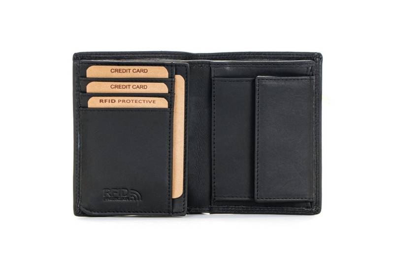 Benthill Geldbörse Herren Echt Leder Portemonnaie RFID Männer Portmonee Slim Hochformat, RFID-Schutz Kartenfächer Münzfach von Benthill