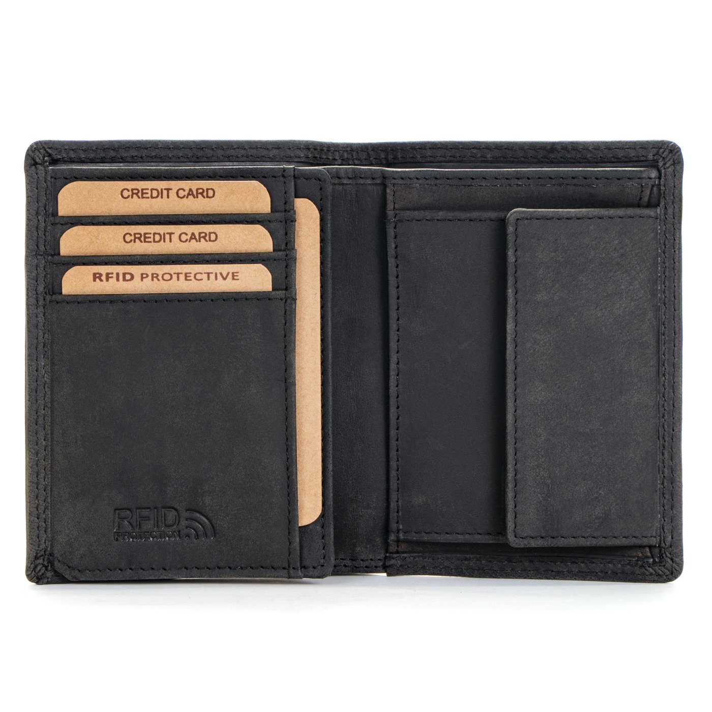 Benthill Geldbörse Herren Echt Leder Portemonnaie RFID Männer Portmonee Slim Hochformat, RFID-Schutz Kartenfächer Münzfach von Benthill