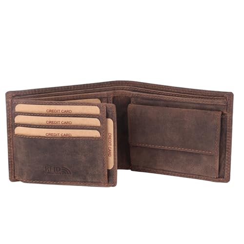 Benthill Geldbörse Herren Echt Leder - Portemonnaie mit RFID-Schutz - Männer Geldbeutel - Portmonee, Farbe:Dark Brown (H) von Benthill