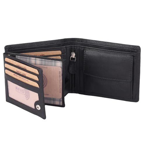 Benthill Geldbörse Herren Echt Leder - Portemonnaie mit RFID-Schutz - Männer Geldbeutel - Portmonee, Farbe:Schwarz von Benthill