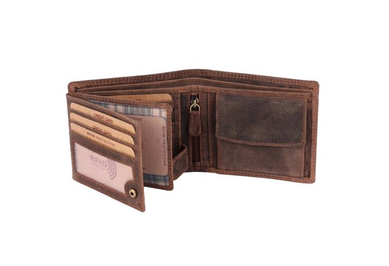 Benthill Geldbörse Herren Echt Leder RFID Portmonee Geldbeutel Portemonnaie Männer, RFID-Schutz Kartenfächer Münzfach von Benthill