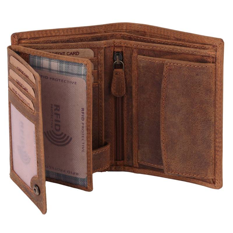 Benthill Geldbörse Herren Echt Leder Portemonnaie RFID Gelbeutel mit vielen Kartenfächer, RFID-Schutz Kartenfächer Münzfach von Benthill