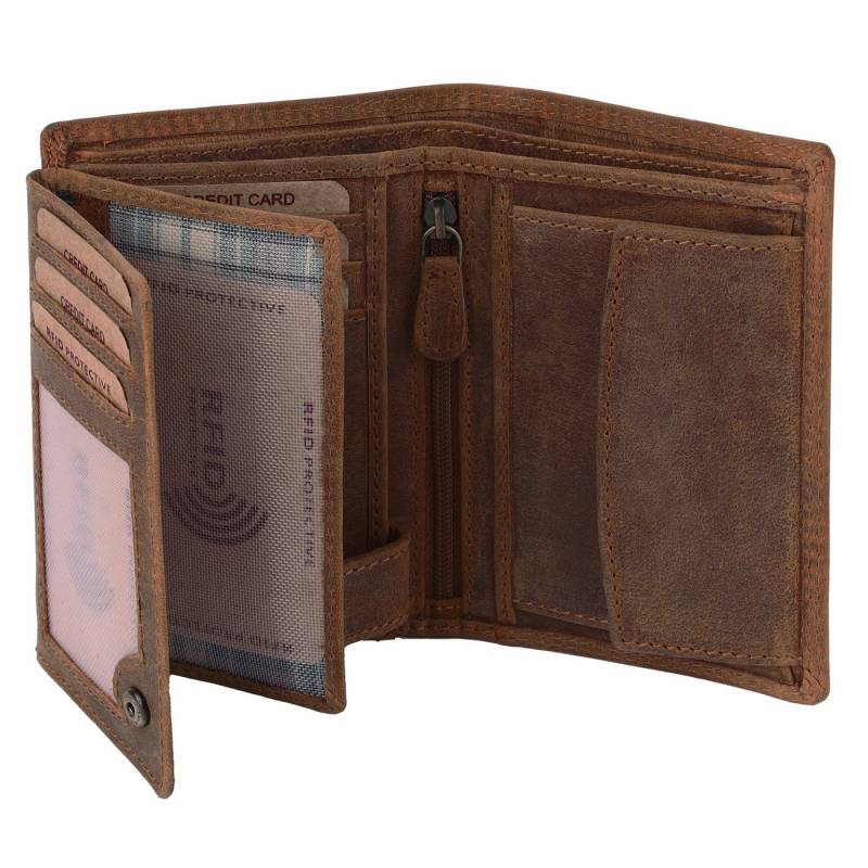 Benthill Geldbörse Herren Echt Leder Portemonnaie RFID Gelbeutel mit vielen Kartenfächer, RFID-Schutz Kartenfächer Münzfach von Benthill