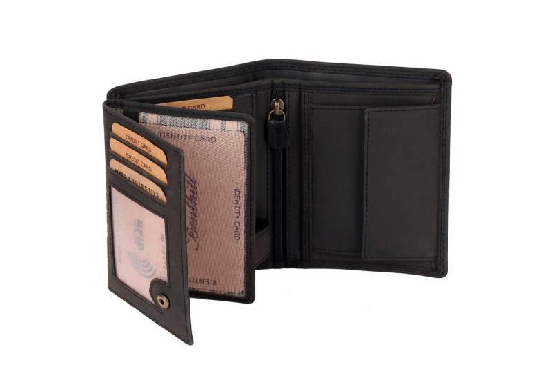 Benthill Geldbörse Herren Echt Leder Portemonnaie RFID Gelbeutel mit vielen Kartenfächer, RFID-Schutz Kartenfächer Münzfach von Benthill