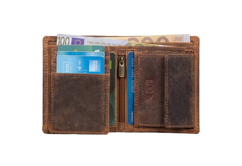 Benthill Geldbörse Herren Klein Echt-Leder Portemonnaie RFID Slim Gelbeutel Mini Börse, RFID-Schutz Kartenfächer Münzfach von Benthill