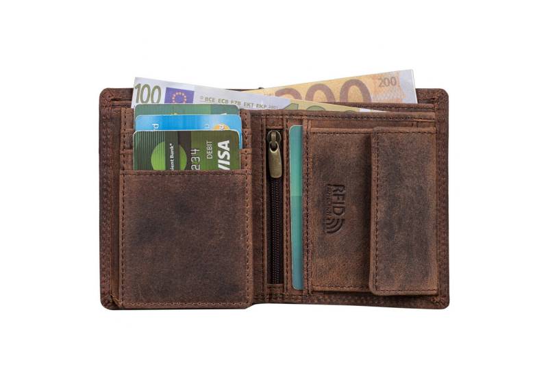 Benthill Geldbörse Herren Klein Echt-Leder Portemonnaie RFID Slim Gelbeutel Mini Börse, RFID-Schutz Kartenfächer Münzfach von Benthill