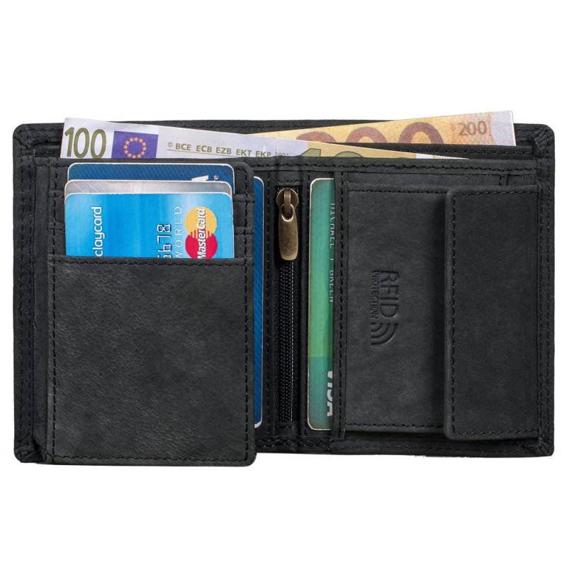 Benthill Geldbörse Herren Klein Echt-Leder Portemonnaie RFID Slim Gelbeutel Mini Börse, RFID-Schutz Kartenfächer Münzfach von Benthill