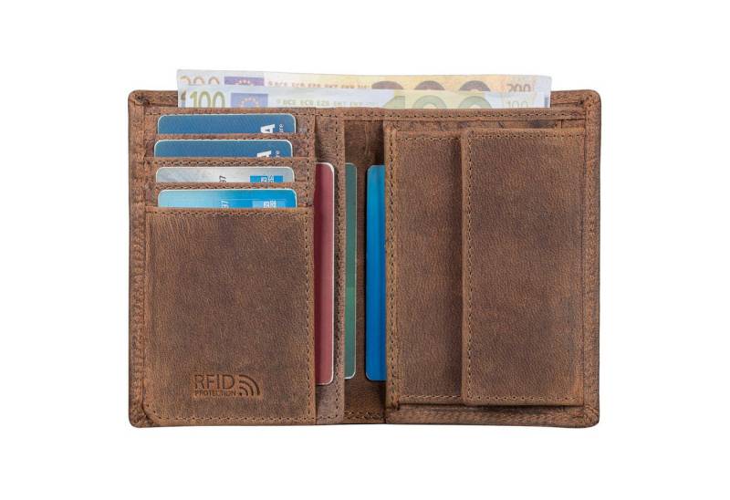 Benthill Geldbörse Herren Ledergeldbörse Geldbeutel RFID Slim Portemonnaie Vintage, RFID-Schutz Kartenfächer Münzfach von Benthill
