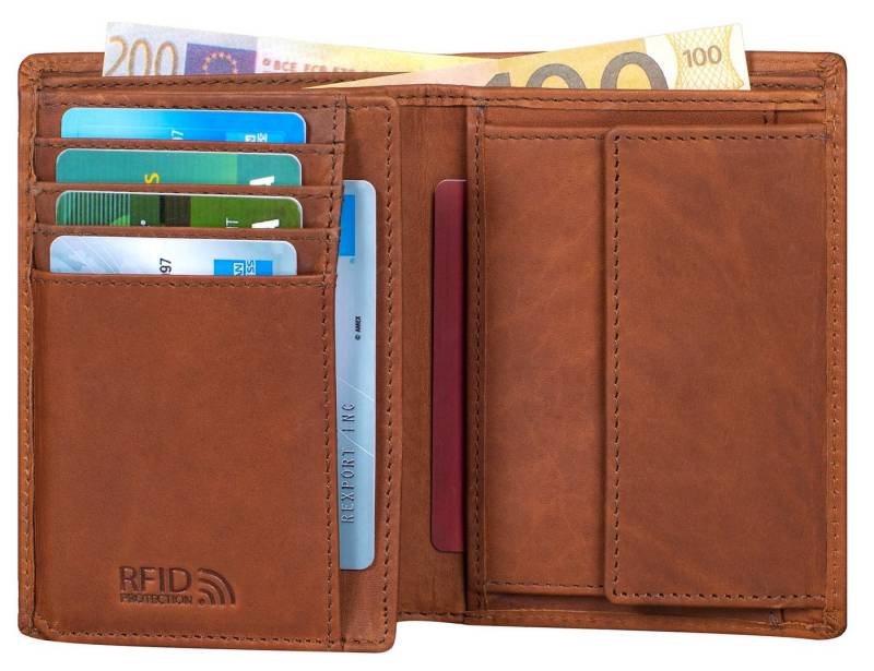 Benthill Geldbörse Herren Ledergeldbörse Geldbeutel RFID Slim Portemonnaie Vintage, RFID-Schutz Kartenfächer Münzfach von Benthill