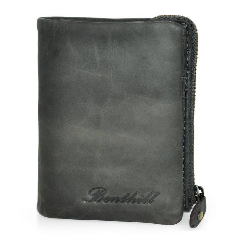 Benthill Geldbörse Klein Echt Leder Geldbeutel RFID Schutz 6 Kartenfächer Slim-Wallet, RFID-Schutz Kartenfächer Münzfach Reißverschlussfach von Benthill