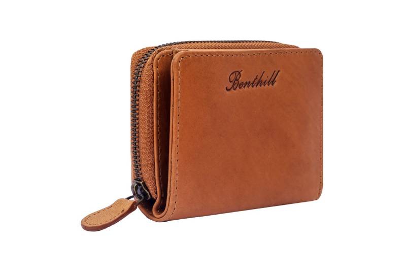 Benthill Geldbörse Klein Echt Leder RFID Damen & Herren Geldbeutel Slim-Wallet Portmonee, RFID-Schutz Kartenfächer Münzfach Reißverschlussfach von Benthill