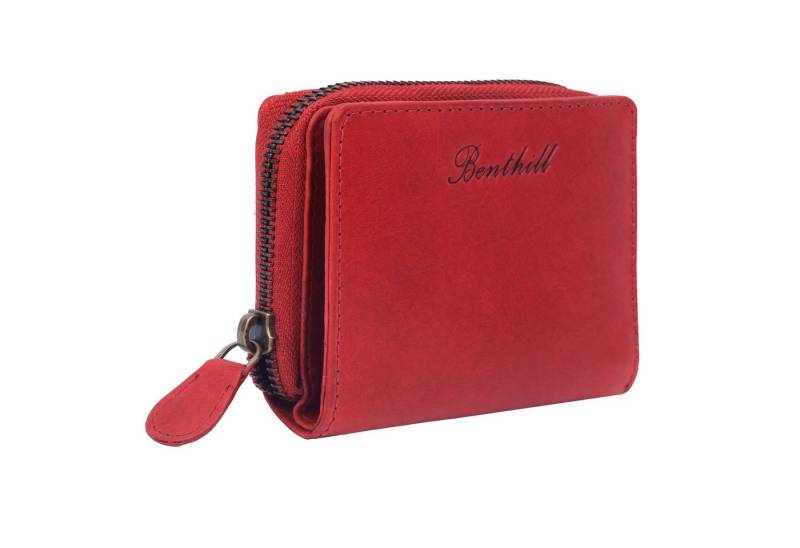 Benthill Geldbörse Klein Echt Leder RFID Damen & Herren Geldbeutel Slim-Wallet Portmonee, RFID-Schutz Kartenfächer Münzfach Reißverschlussfach von Benthill