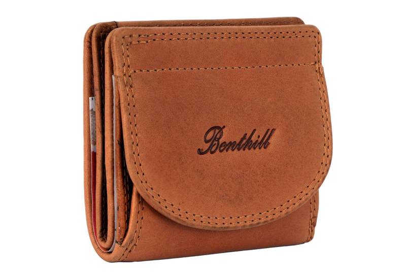 Benthill Geldbörse Klein Echt Leder Wiener Schachtel Portemonnaie Minibörse RFID Schutz, RFID-Schutz Kartenfächer Münzfach Reißverschlussfach von Benthill