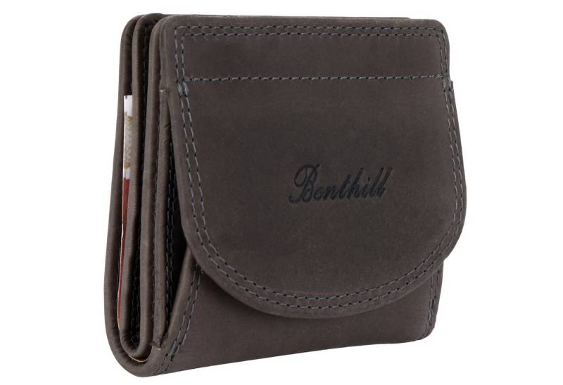 Benthill Geldbörse Klein Echt Leder Wiener Schachtel Portemonnaie Minibörse RFID Schutz, RFID-Schutz Kartenfächer Münzfach Reißverschlussfach von Benthill