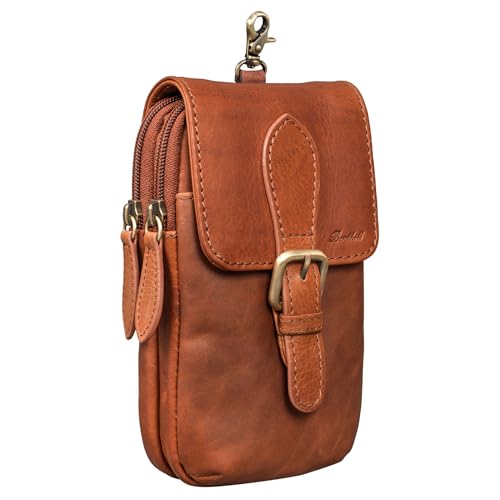 Benthill Gürteltasche aus Echtleder - Hüfttasche aus Rindsleder - Wandertasche für Damen & Herren - Organizer/Partytasche, Farbe:Braun von Benthill