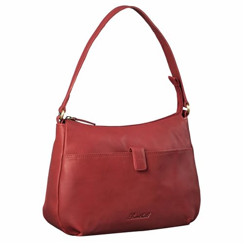 Benthill Handtasche Damen Leder - Damentasche aus Rindsleder - Echt Leder Schultertasche mit Reißverschluss - Vintage Umhängetasche, Farbe:Rot von Benthill