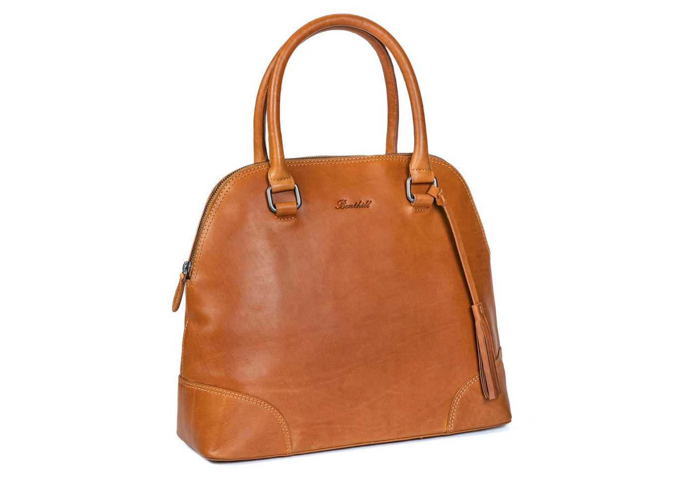 Benthill Henkeltasche Damen Handtasche Echt Leder Vintage Tasche Groß Frauen Umhängetasche, Reißverschlussfach von Benthill