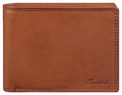 Benthill Herren Geldbörse aus Echt-Leder - Geldbeutel mit RFID-Schutz - Großes Portemonnaie für Herren - Vintage Leder, Farbe:Braun von Benthill