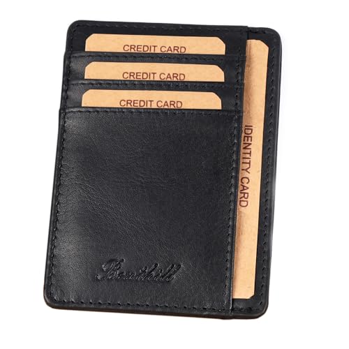 Benthill Kartenetui aus Echt Leder | Mini Geldbörse für Damen & Herren | RFID Schutz - Kleines Portemonnaie | schlanke Mini-Börse, Farbe:Schwarz von Benthill
