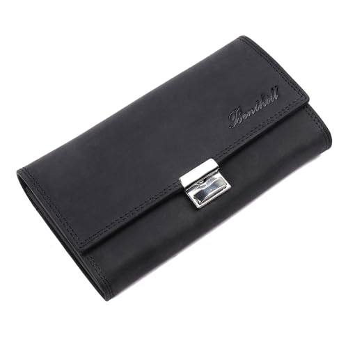 Benthill Kellner Geldbörse Echt-Leder - Kellnerportemonnaie mit RFID Schutz - XXL Robuste Leder Kellnerbörse - Profi Kellner-Geldbeutel, Farbe:Schwarz von Benthill