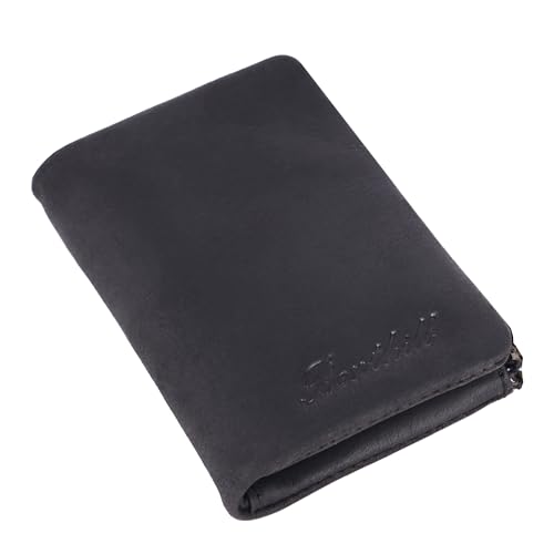 Benthill Kleiner Geldbeutel Leder | Mini Geldbörse Damen mit RFID Schutz | Portmonee mit 6 Kartenfächer | Mini-Börse aus Echtleder | Portemonnaie inkl. Geschenkbox, Farbe:Black (H) von Benthill