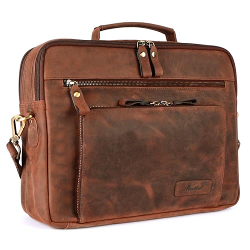 Benthill Laptoptasche Echt-Leder I Leder Umhängetasche für Laptop I Aktentasche für Notebook I Damen und Herren Tasche I Notebooktasche, Farbe:Brown - Tan (H) von Benthill