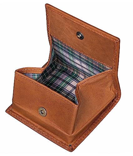 Benthill Mini Münzbörse Echt Leder | Kleine Minibörse für Münzgeld | Kleingeldschütte für Münzen | Wiener Schachtel, Farbe:Braun von Benthill