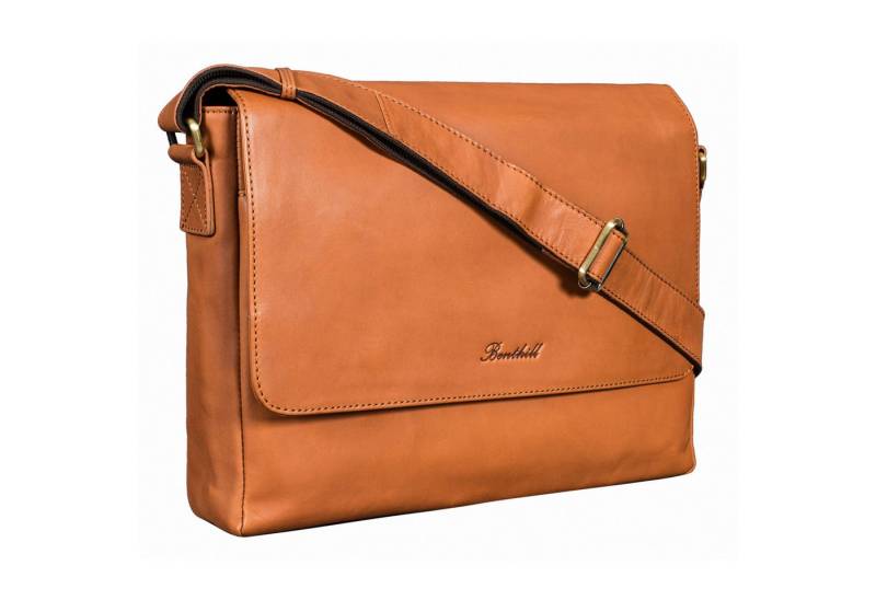 Benthill Messenger Bag Herren Umhängetasche Echt Leder Messenger Laptop Schultertasche Damen, Reißverschlussfach von Benthill