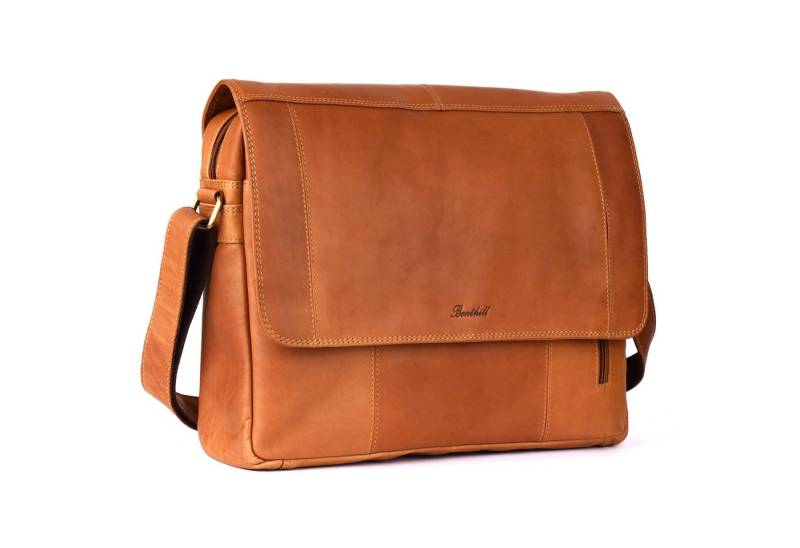 Benthill Messenger Bag Herren Umhängetasche Echt Leder Messenger Vintage Schultertasche, Reißverschlussfach von Benthill
