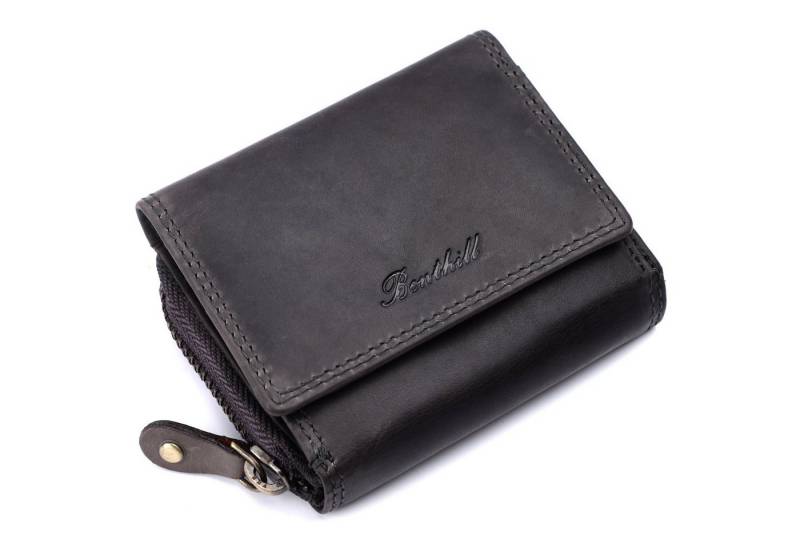 Benthill Mini Geldbörse Kleine Geldbörse Minibörse Echt Leder Mini Portemonnaie RFID Schutz, RFID-Schutz Kartenfächer Münzfach Reißverschlussfach von Benthill